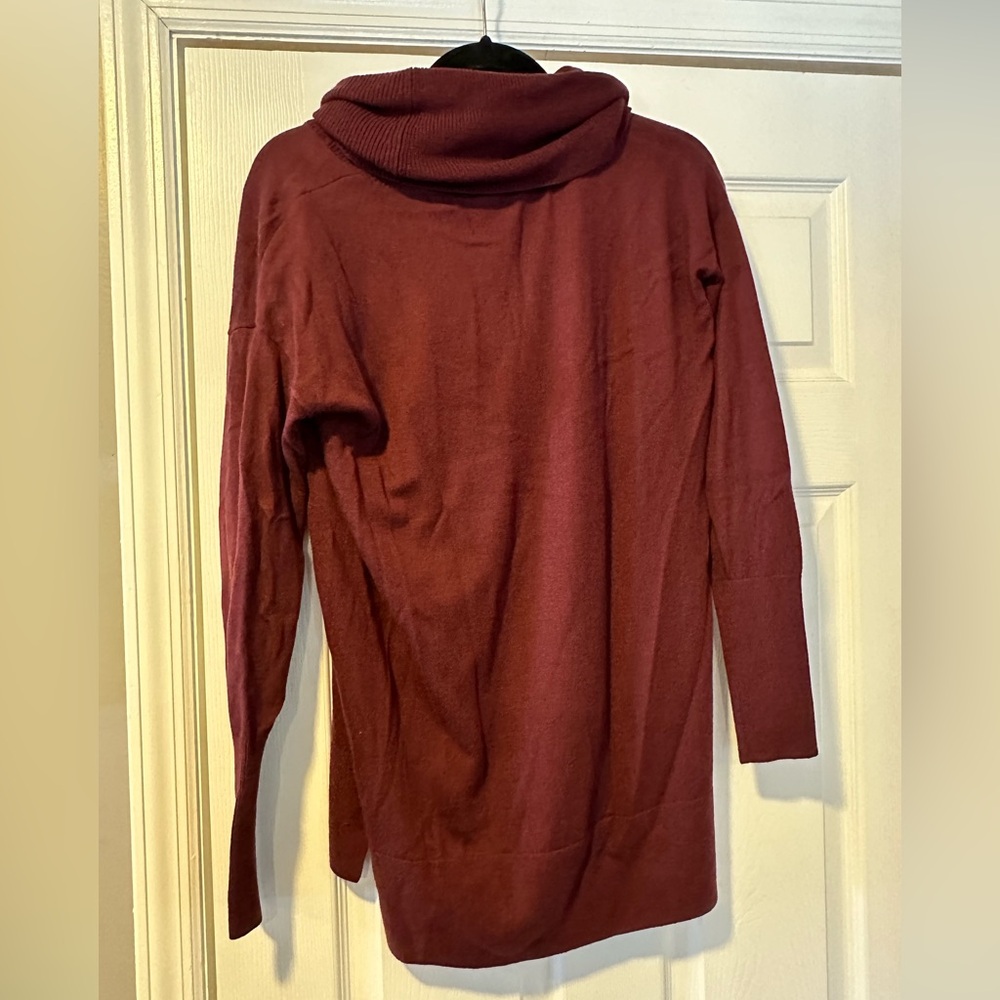 Loft Burgundy High Low Cowl Neck Sweater Size Medium - Picture 3 of 4